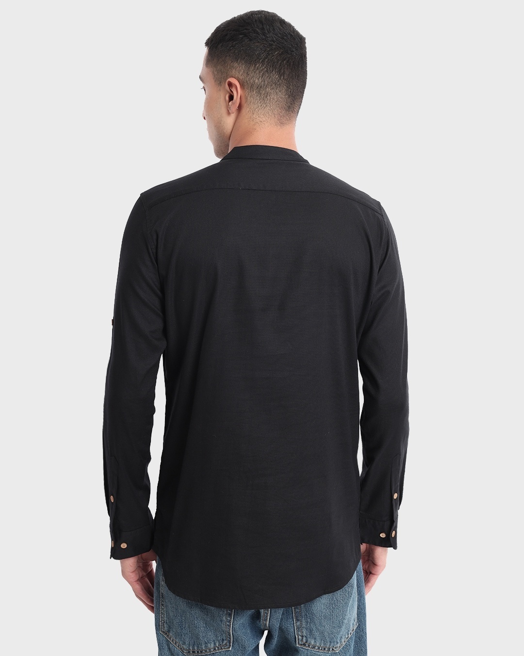 Shop Men's Black Plus Size Relaxed Fit Festive Short Kurta-Design