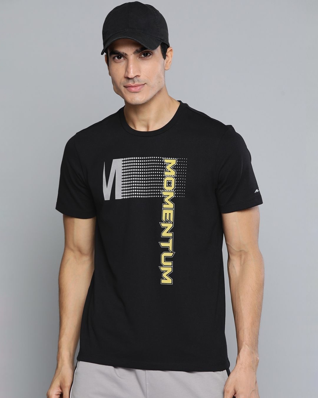 Shop Men's Black Printed Slim Fit T-shirt-Front