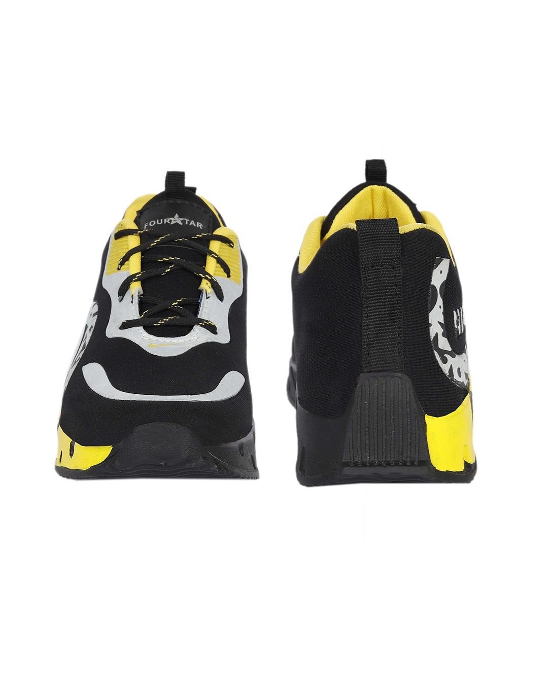 Shop Men's Black Printed Sports Shoes