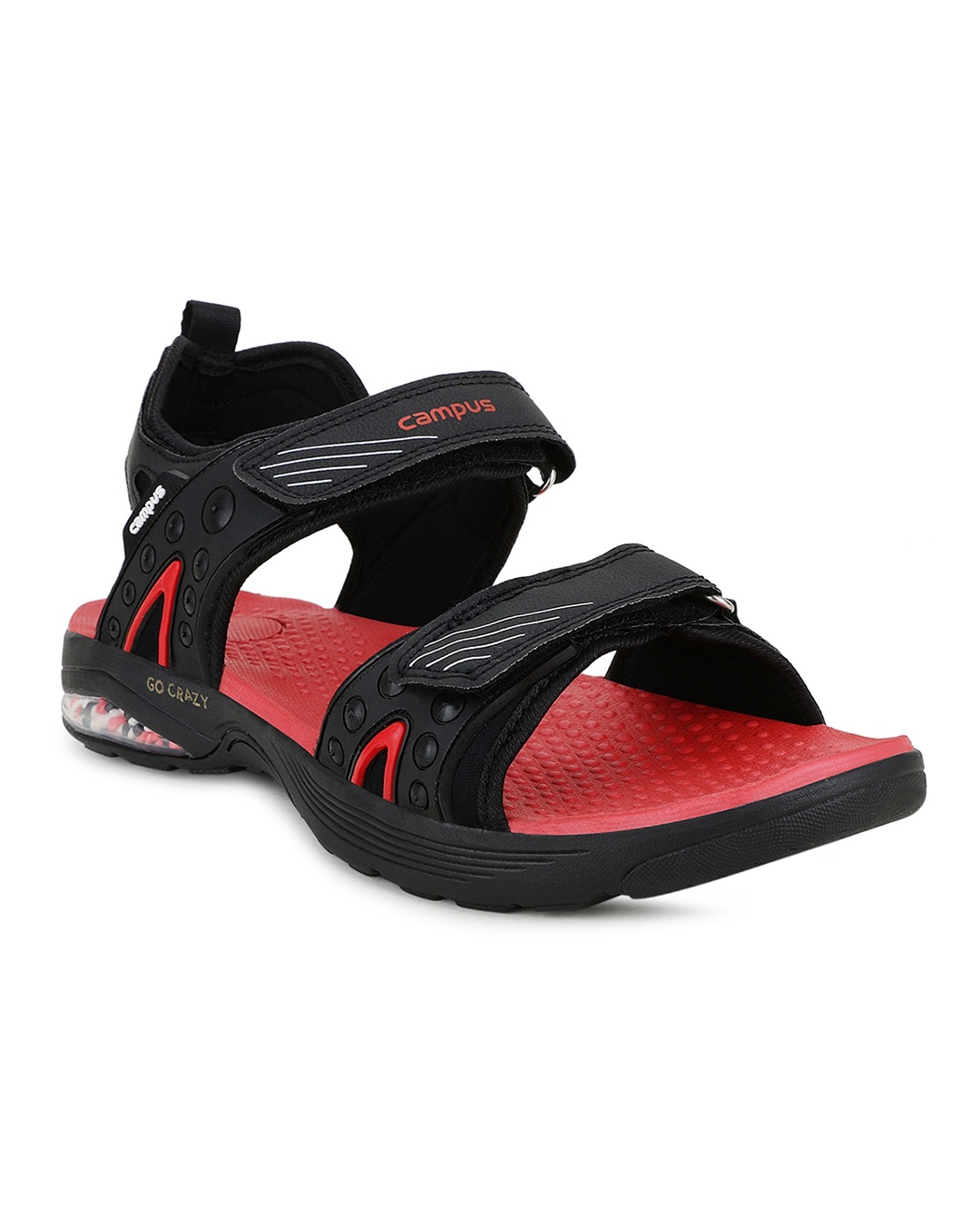 Shop Men's Black & Red Self Design Sandals-Front