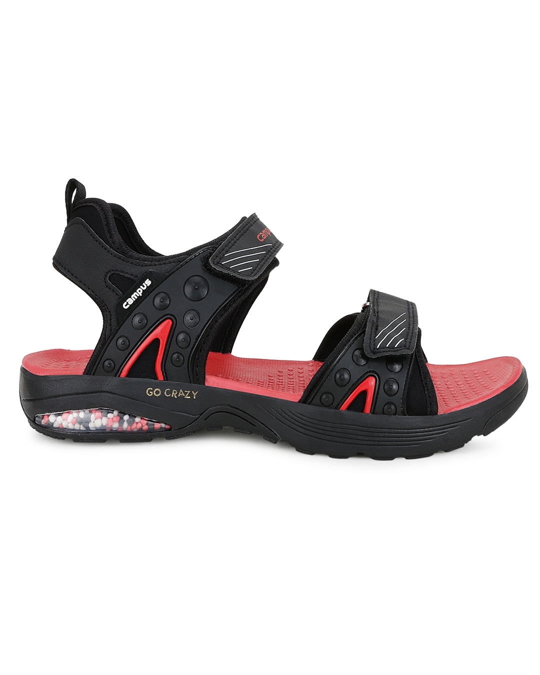 Shop Men's Black & Red Self Design Sandals-Back
