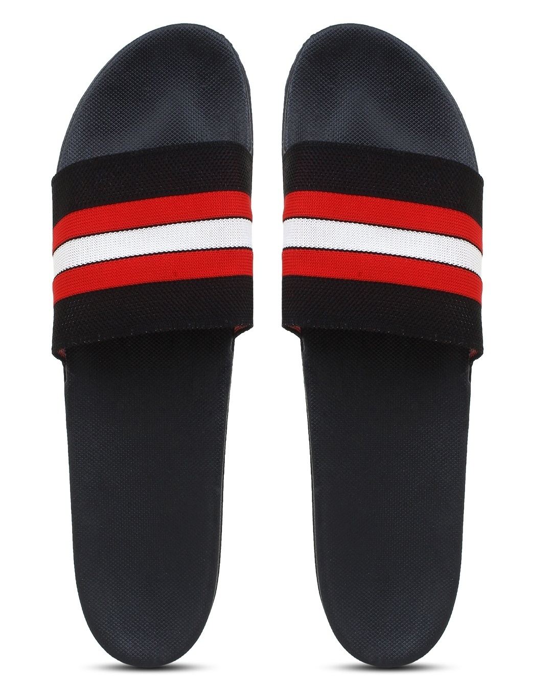 Buy Men's Black & Red Striped Lightweight Sliders Online in India at ...