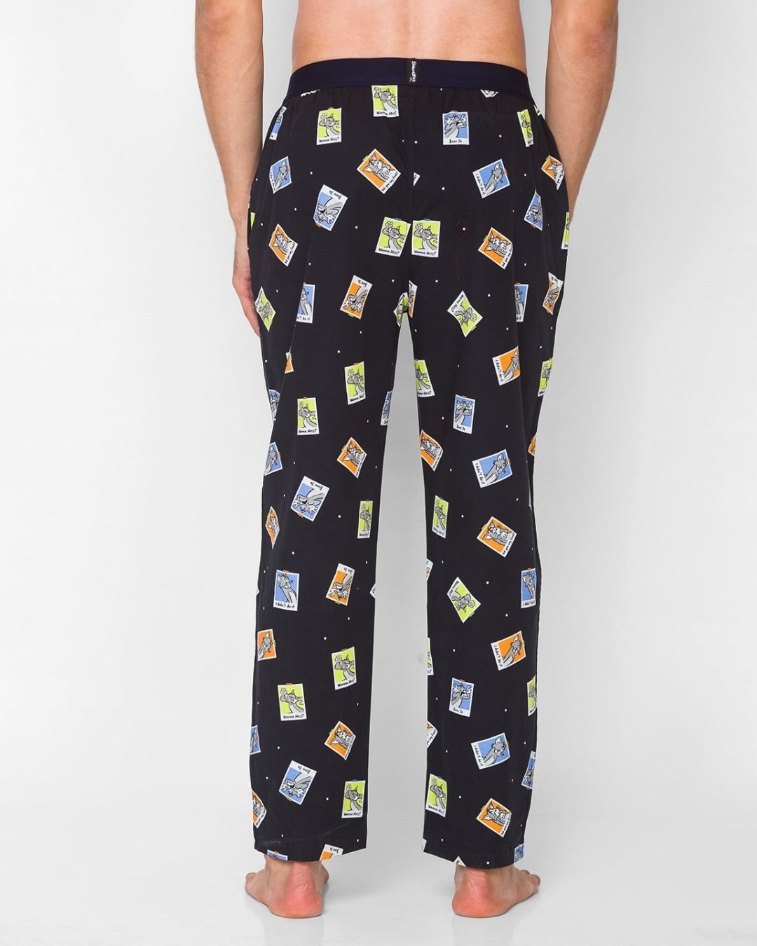 Shop Men's Black Regular Fit Printed Pyjama-Back