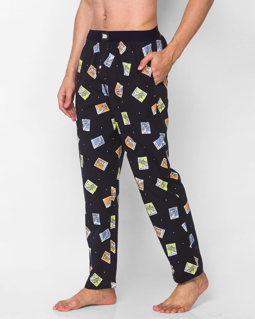 Shop Men's Black Regular Fit Printed Pyjama-Design