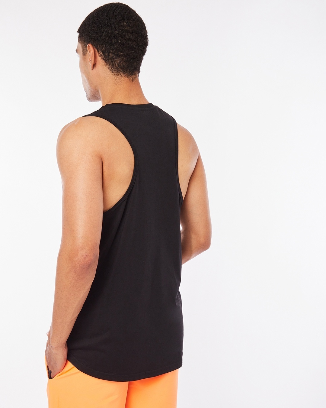 Shop Men's Black Ripped Athleisure Deep Armhole Typography Vest-Full