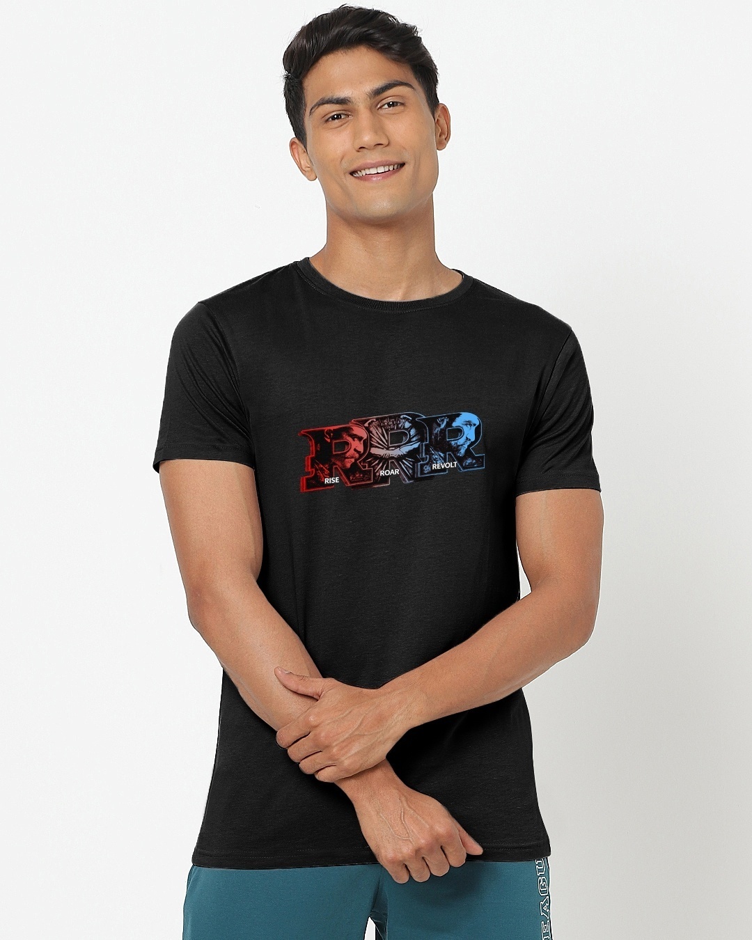 Shop Men's Black RRR Logo Printed T-shirt-Front