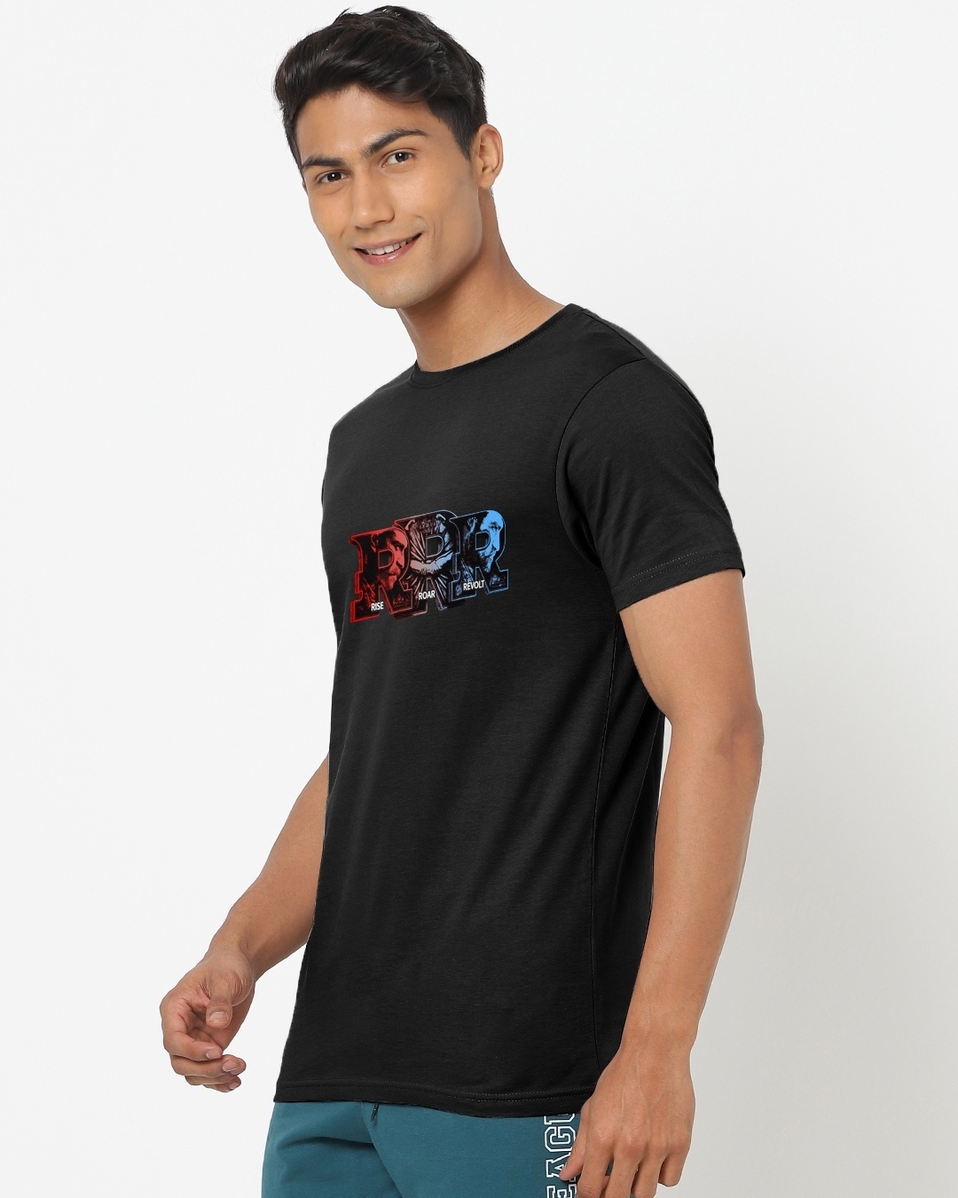 Shop Men's Black RRR Logo Printed T-shirt-Back