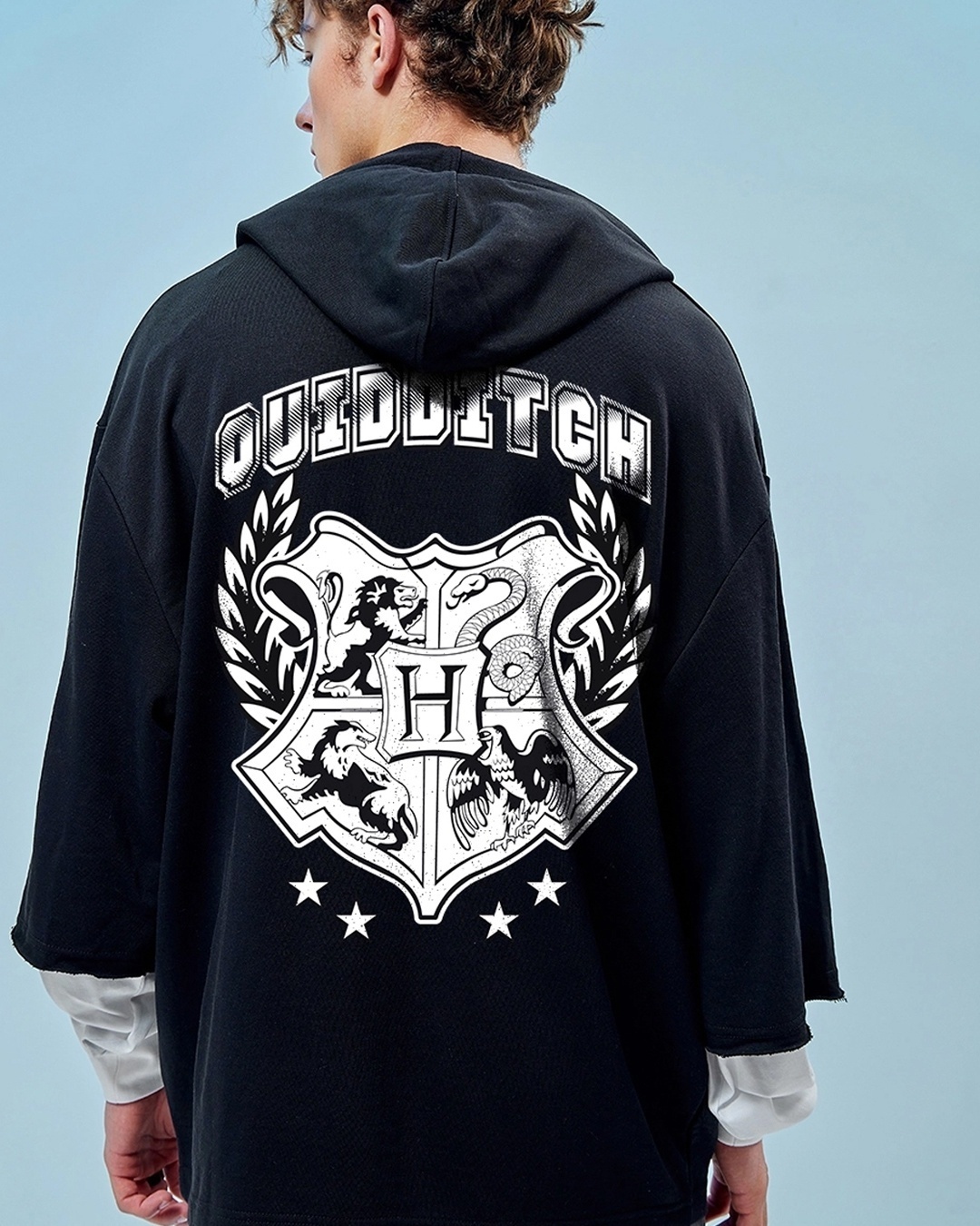 Men's Black Seeker Graphic Printed Super Loose Fit Hoodies to ace skater boy style