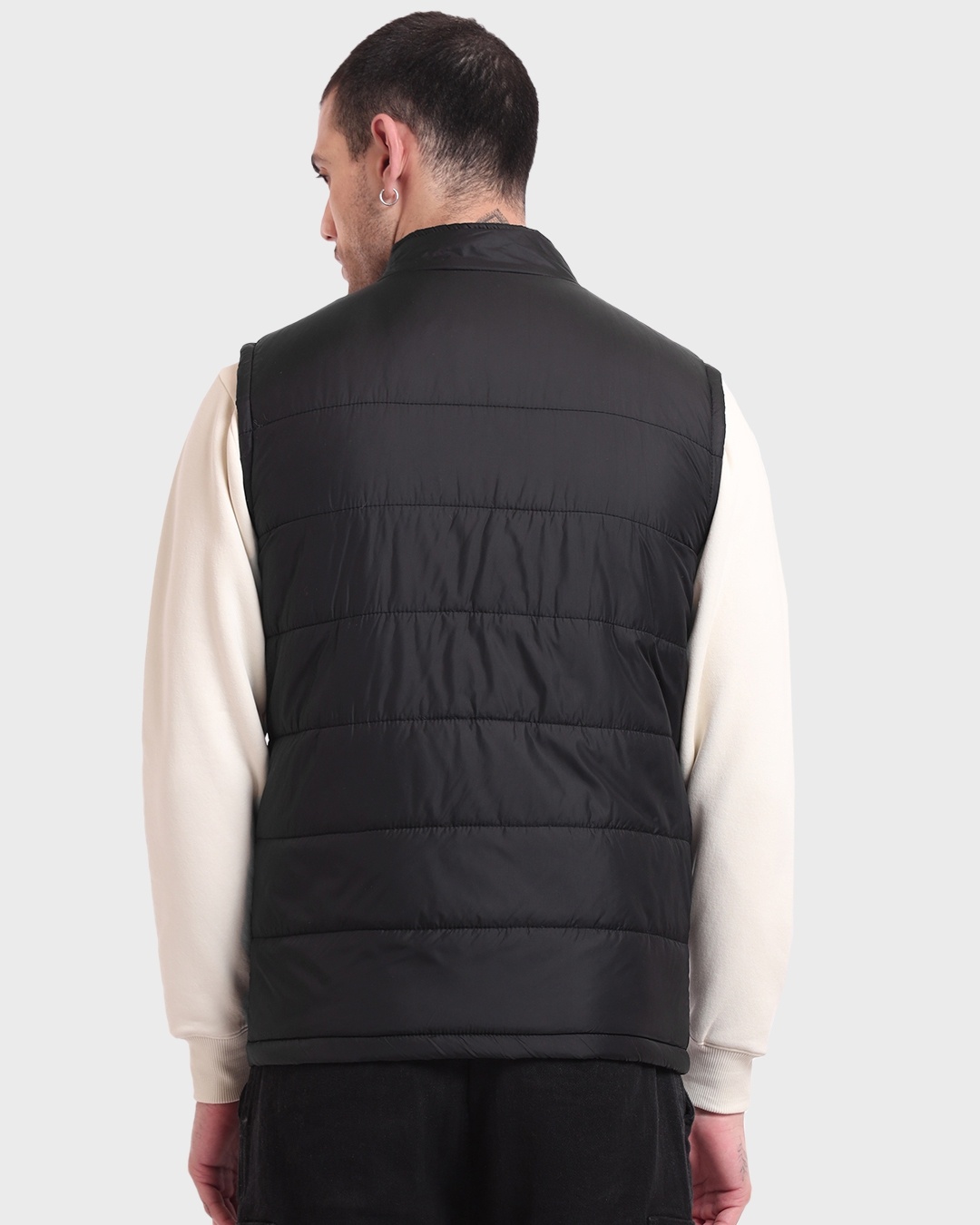 Buy Men's Black Sleeveless Puffer Jacket for Men black Online at Bewakoof