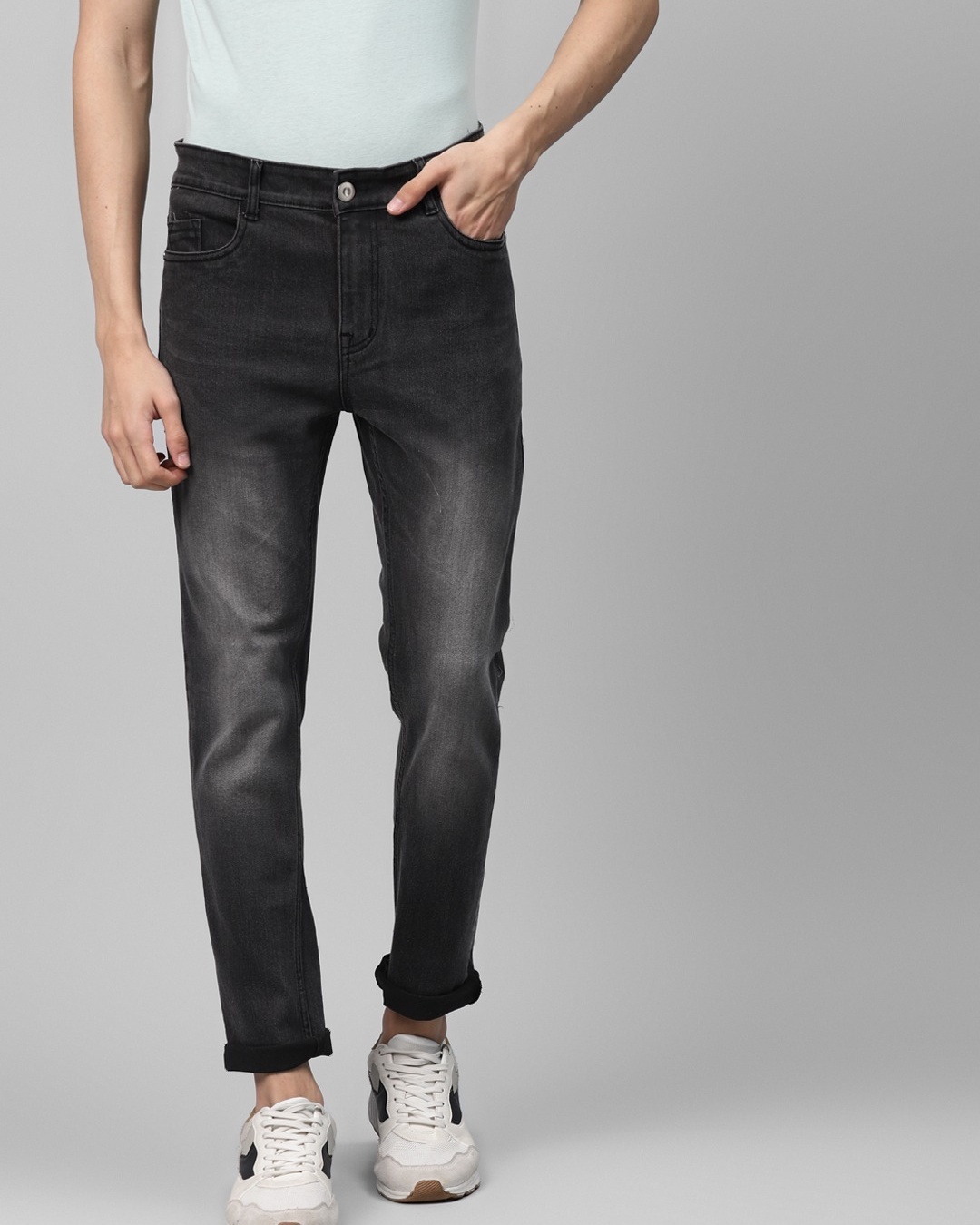 Shop Men's Black Slim Fit Jeans-Back