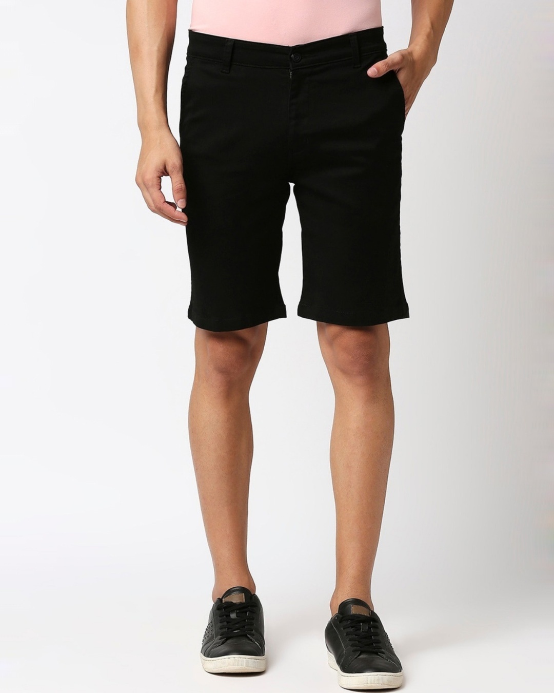 Shop Men's Black Slim Fit Shorts-Front