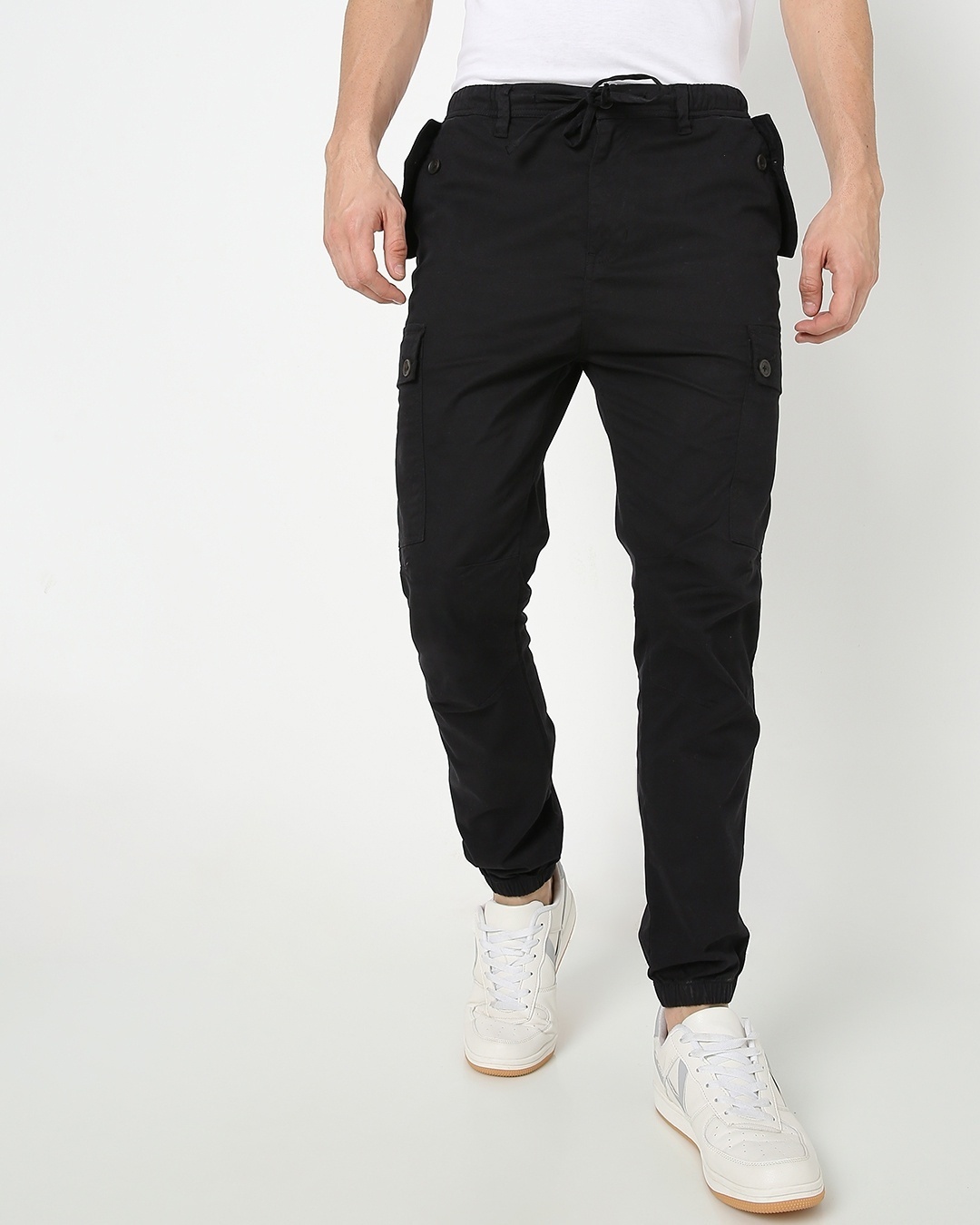 Buy Men's Black Snap Pocket Cargo Pants for Men black Online at Bewakoof