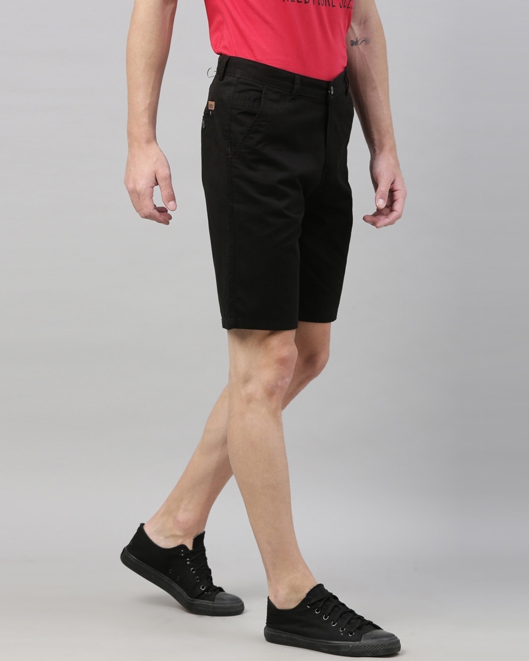 Shop Men's Black Solid Casual Shorts-Full