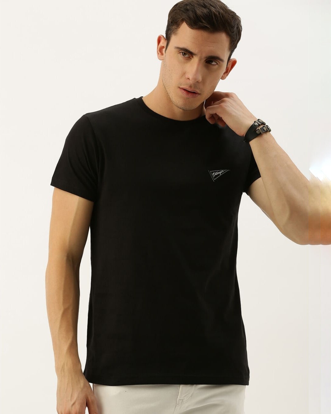Shop Men's Black Solid T-shirt-Front