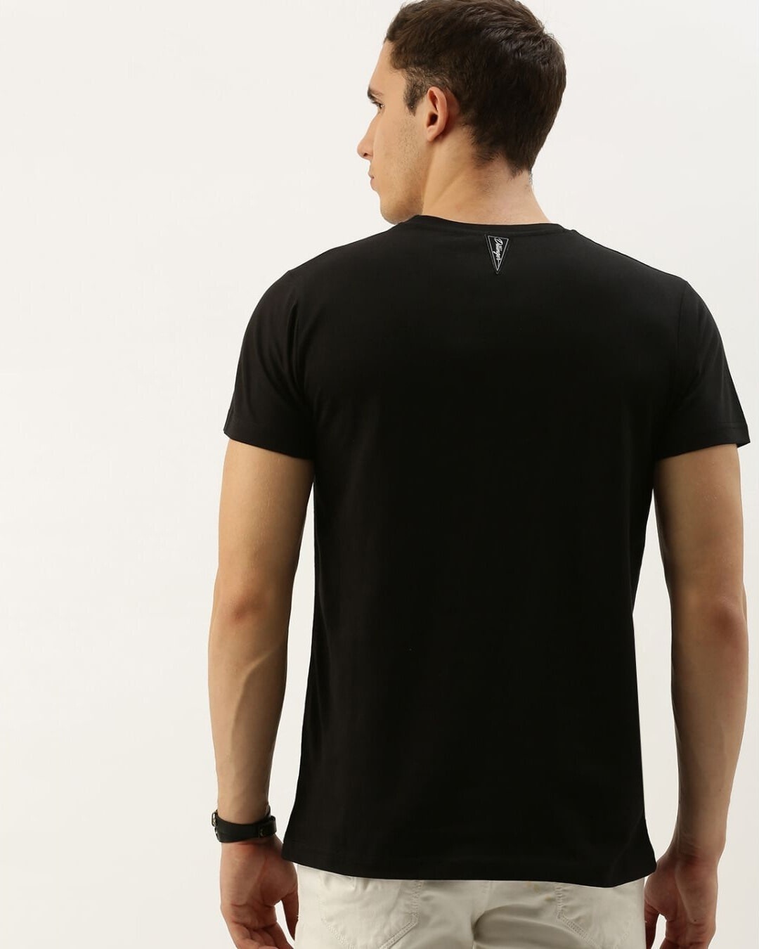 Shop Men's Black Solid T-shirt-Back