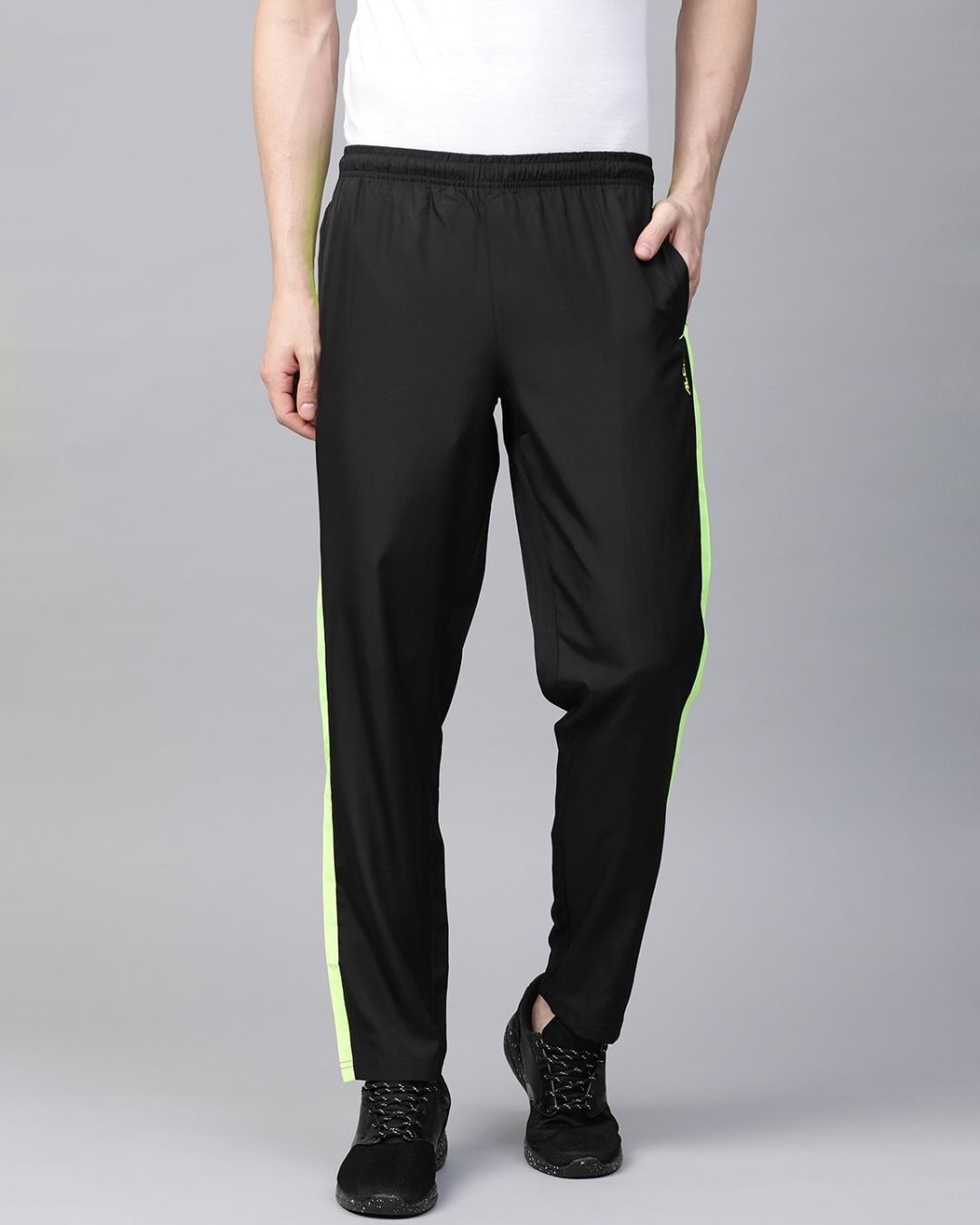 Black Solid Track Pants