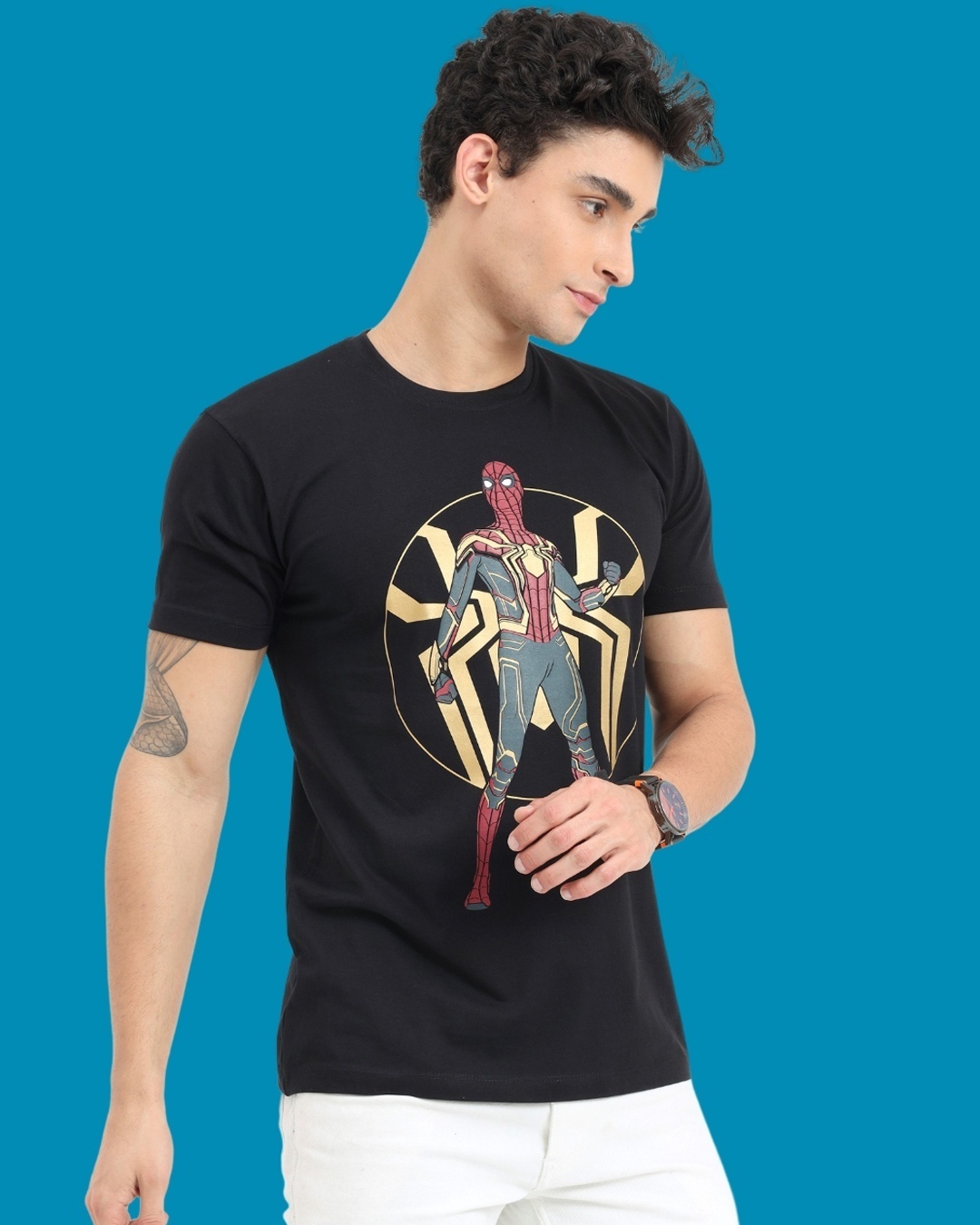 Shop Men's Black Spider Man Graphic Printed T-shirt-Back