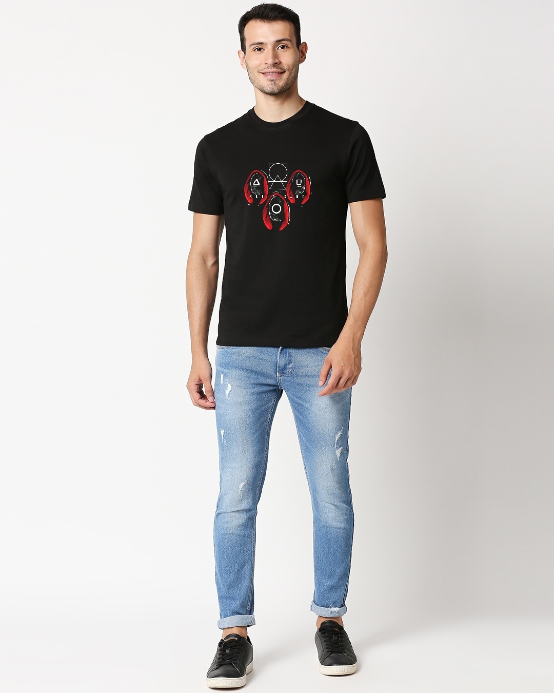 Shop Men's Black Squid Game Printed T-shirt