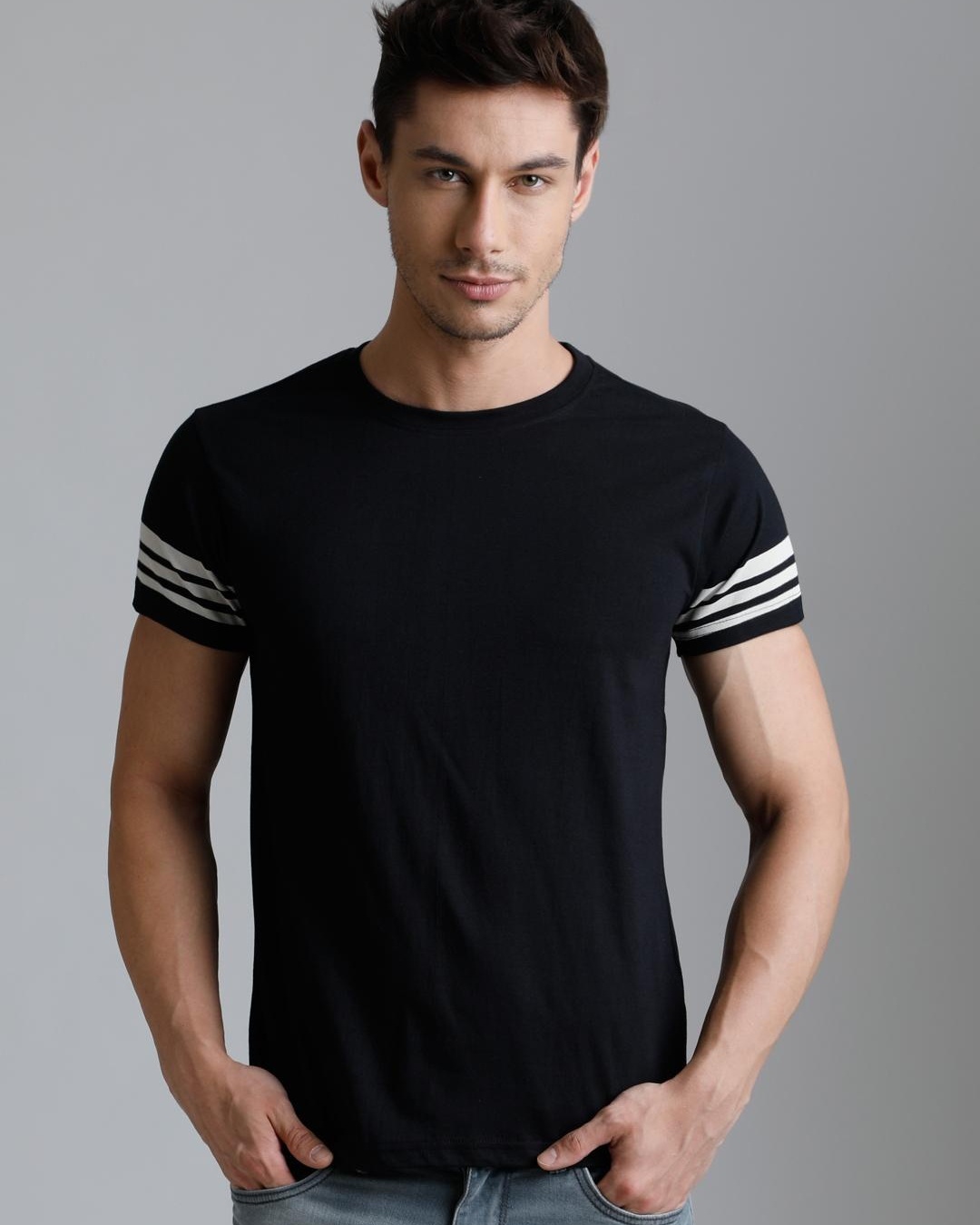Buy Men's Black Striped T-shirt for Men Black Online at Bewakoof