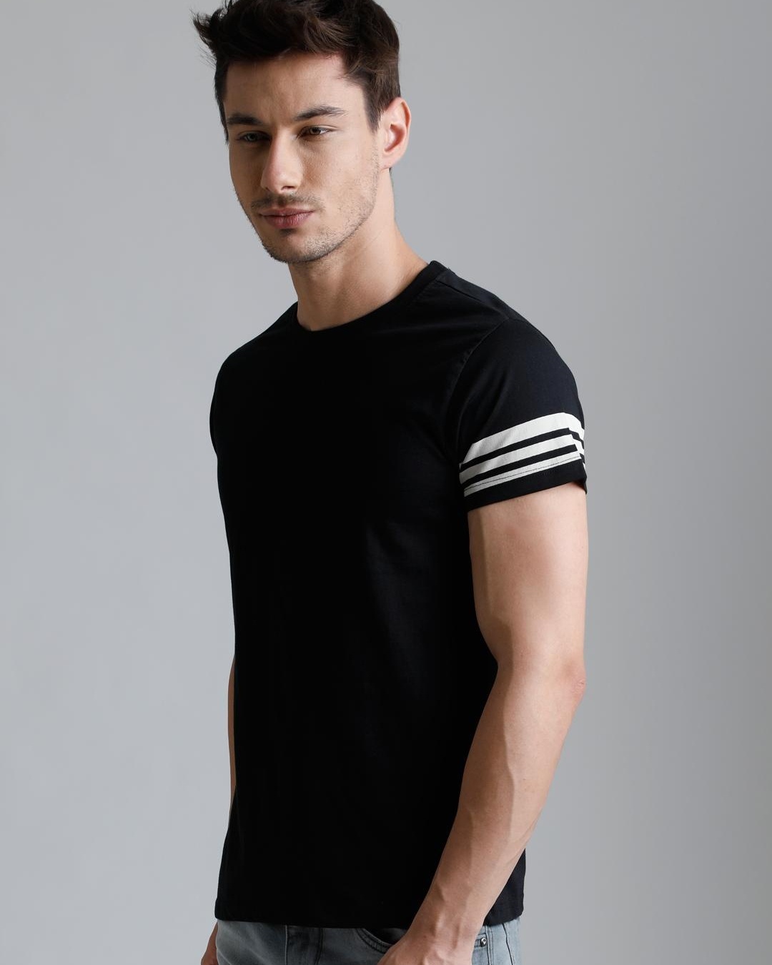 Buy Men's Black Striped T-shirt for Men Black Online at Bewakoof