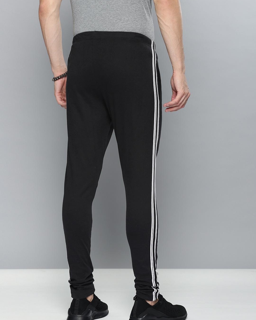 Buy Men's Black Striped Track Pants for Men Black Online at Bewakoof