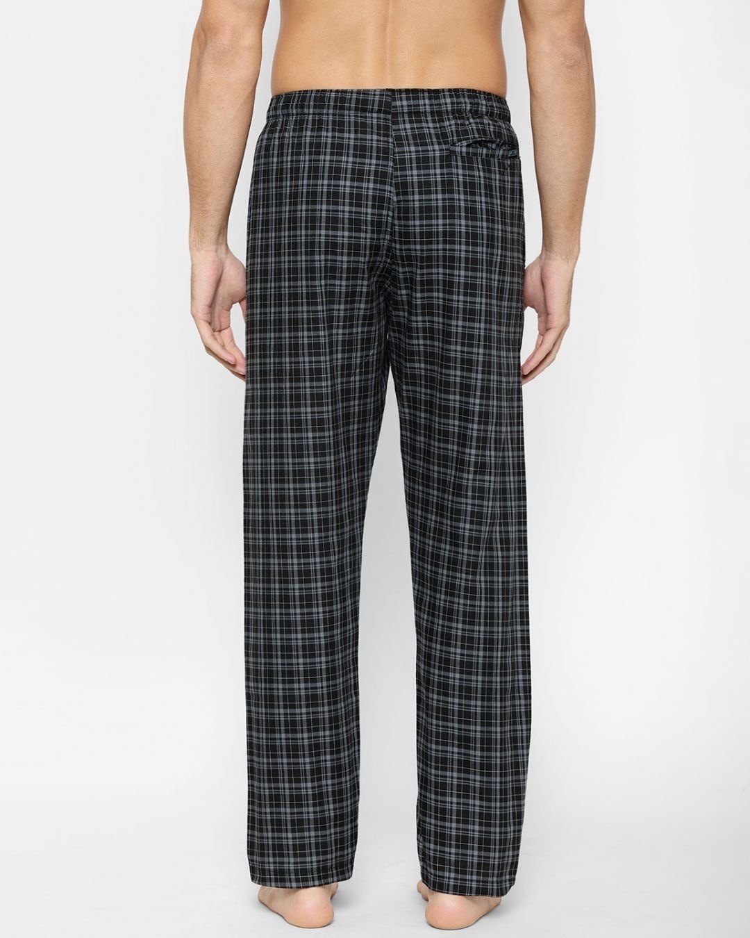 Shop Men's Black Super Combed Cotton Checkered Pyjama (Pack of 2)-Full