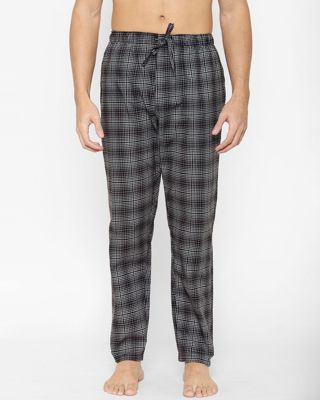 Shop Men's Black Super Combed Cotton Checkered Pyjama (Pack of 2)-Design