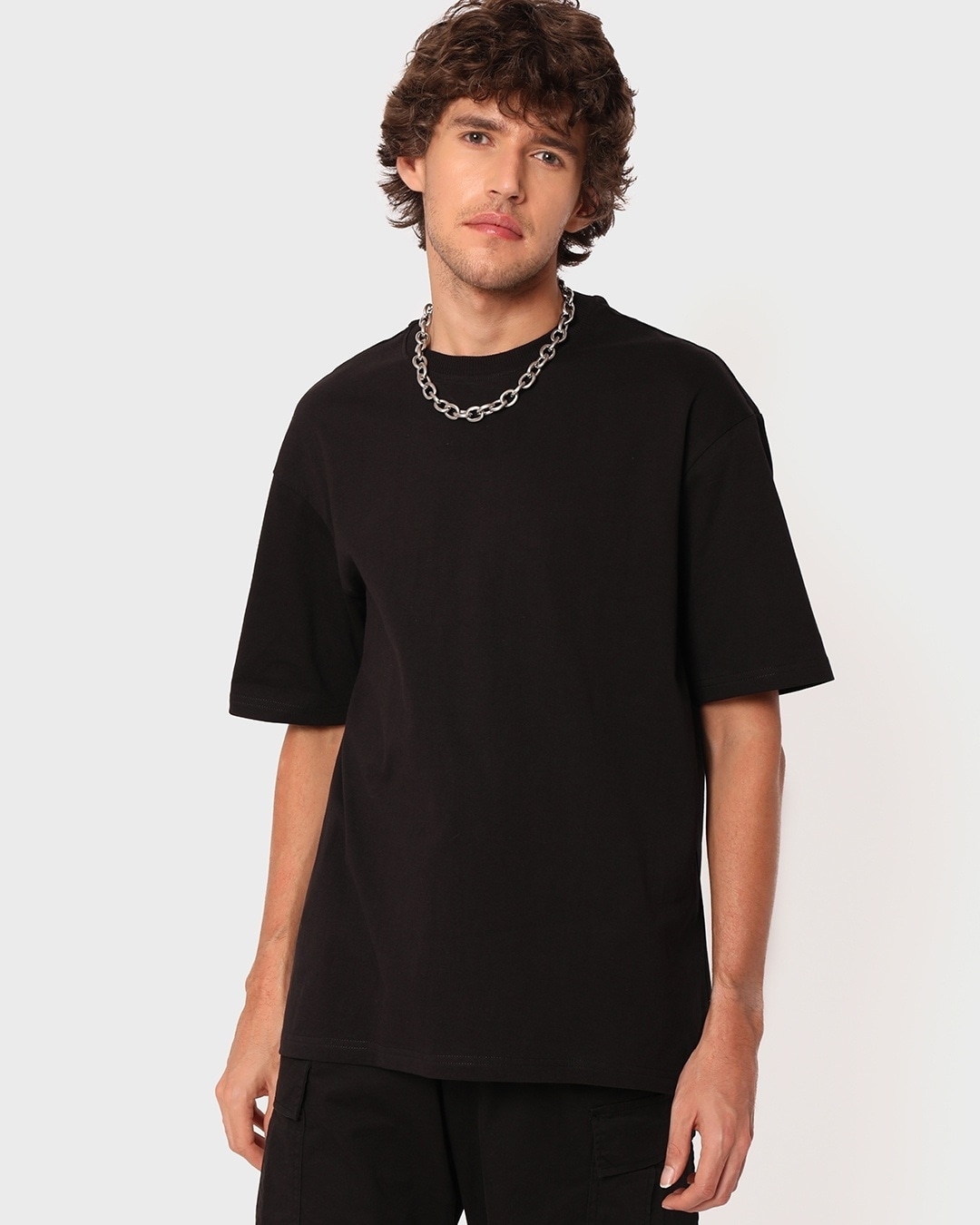 Buy Mens Black Super Loose T Shirt For Men Black Online At Bewakoof 1809