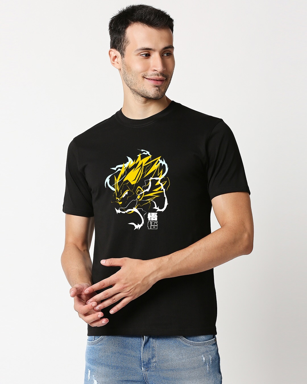 Shop Men's Black Super Saiyan Two Vegeta Printed T-shirt-Front