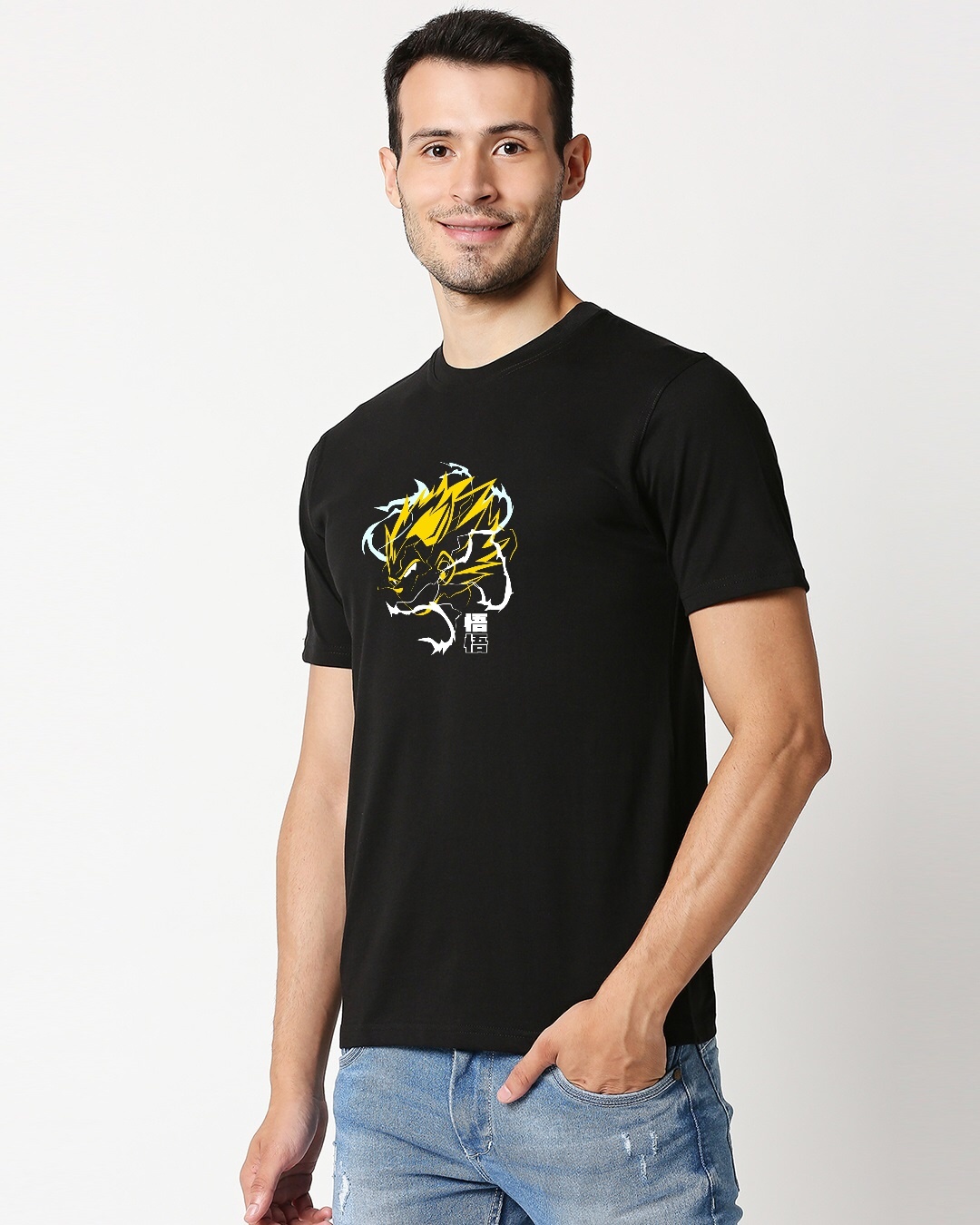 Shop Men's Black Super Saiyan Two Vegeta Printed T-shirt-Full
