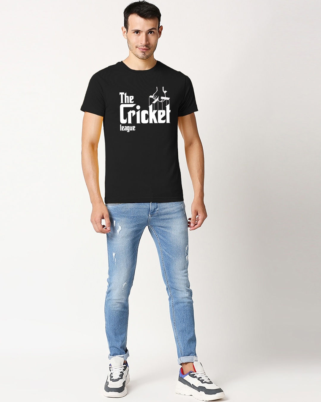 Shop Men's Black The Cricket League T-shirt-Design
