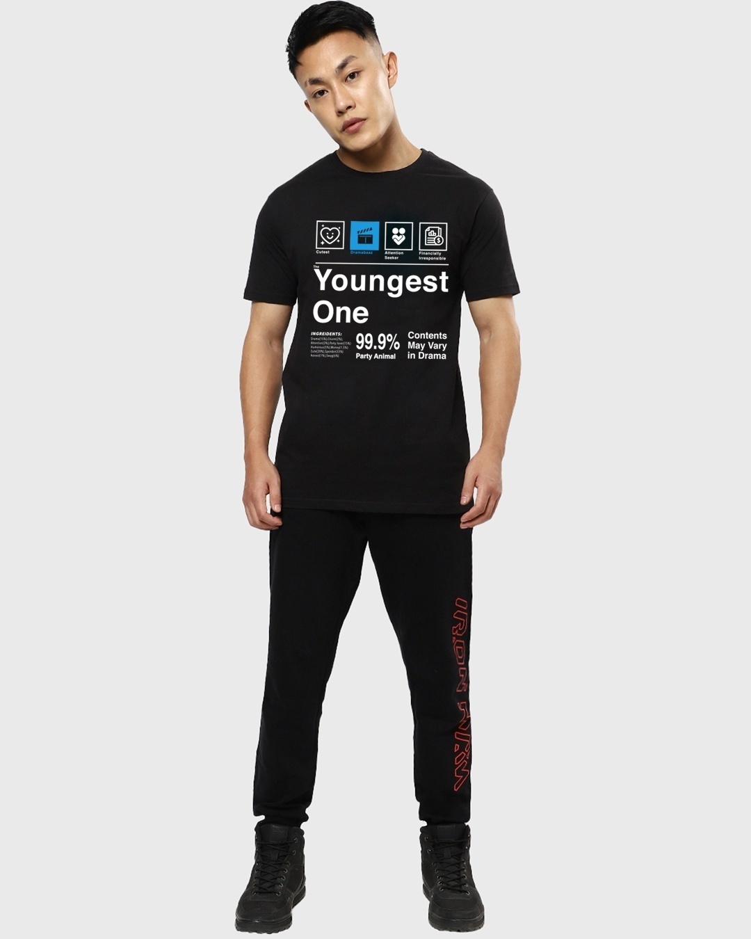 Shop Men's Black The Youngest One Typography T-shirt-Design