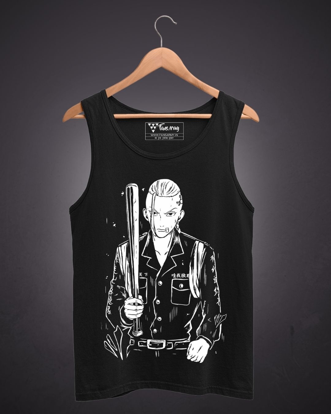 Shop Men's Black Tokyo Revengers Draken Graphic Printed Cotton Vest-Full