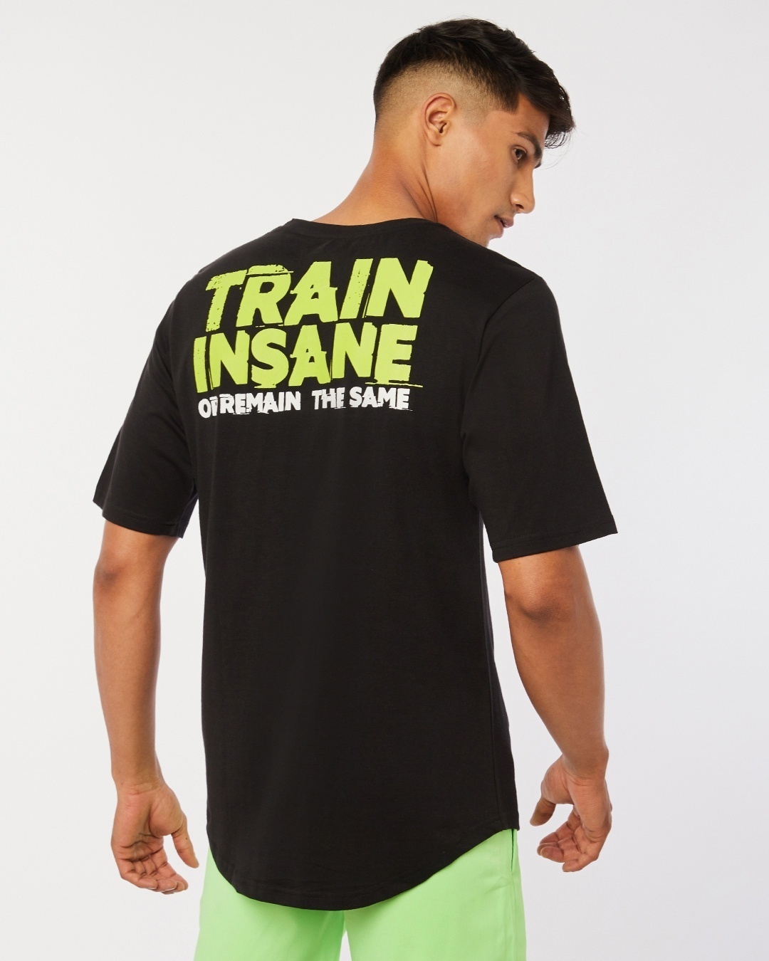 Shop Men's Black Train Insane Typography Oversized Fit T-shirt-Front