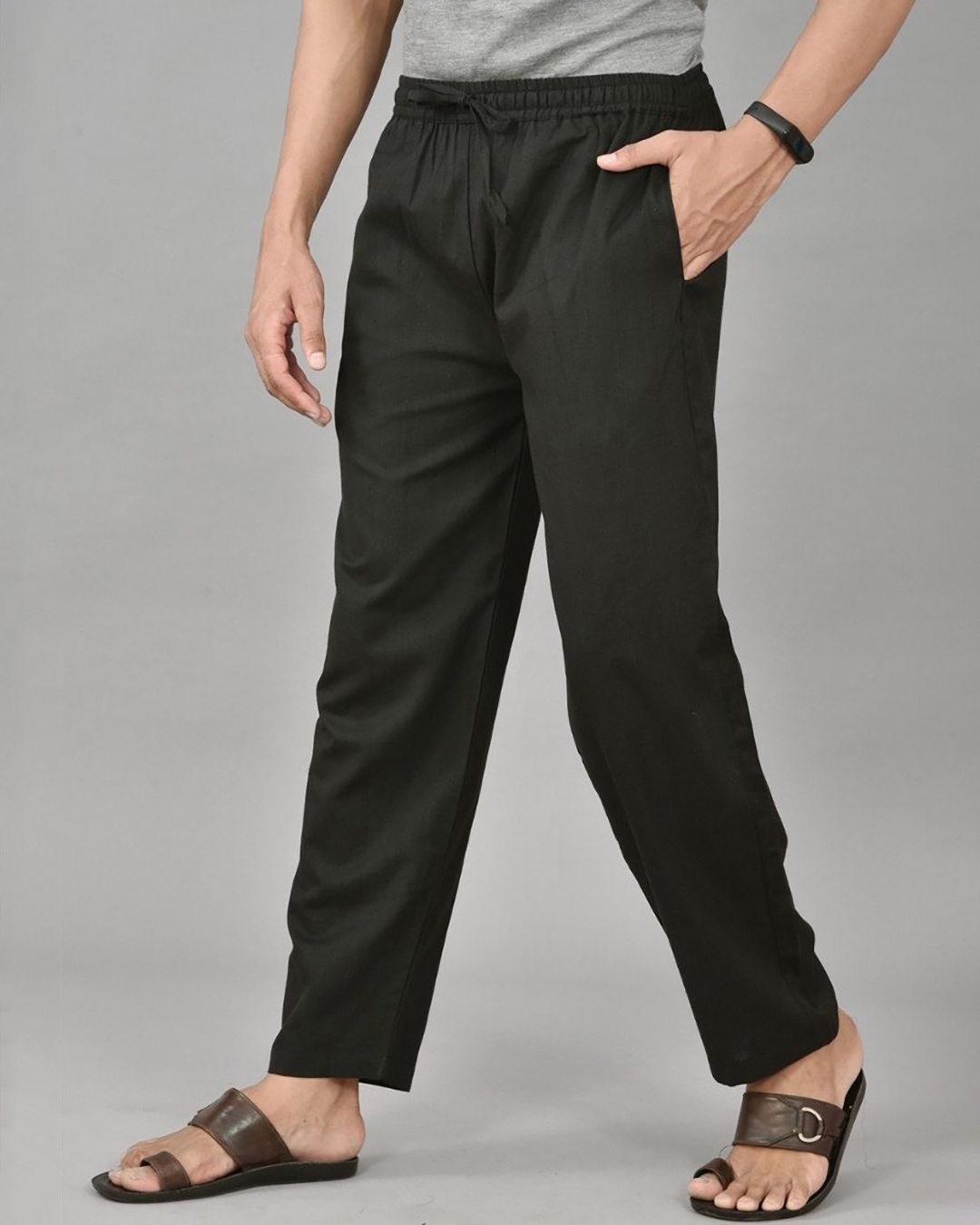 Buy Men Brown Smart Fit Solid Flat Front Casual Trousers Online - 753800 |  Louis Philippe