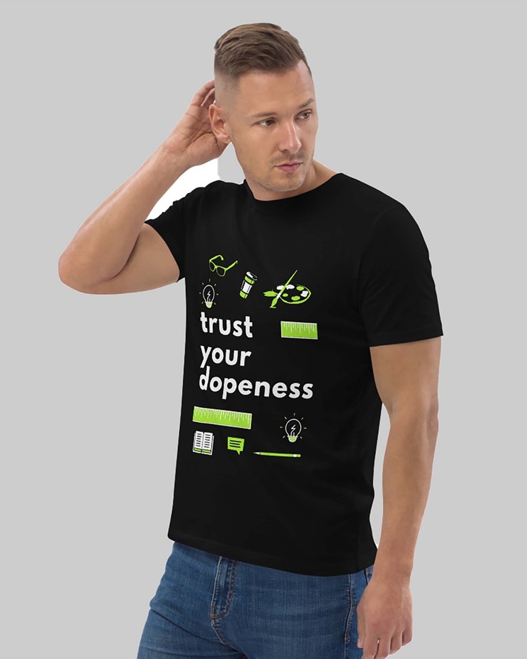 Shop Men's Black Trust Your Dopeness Typography T-shirt-Back