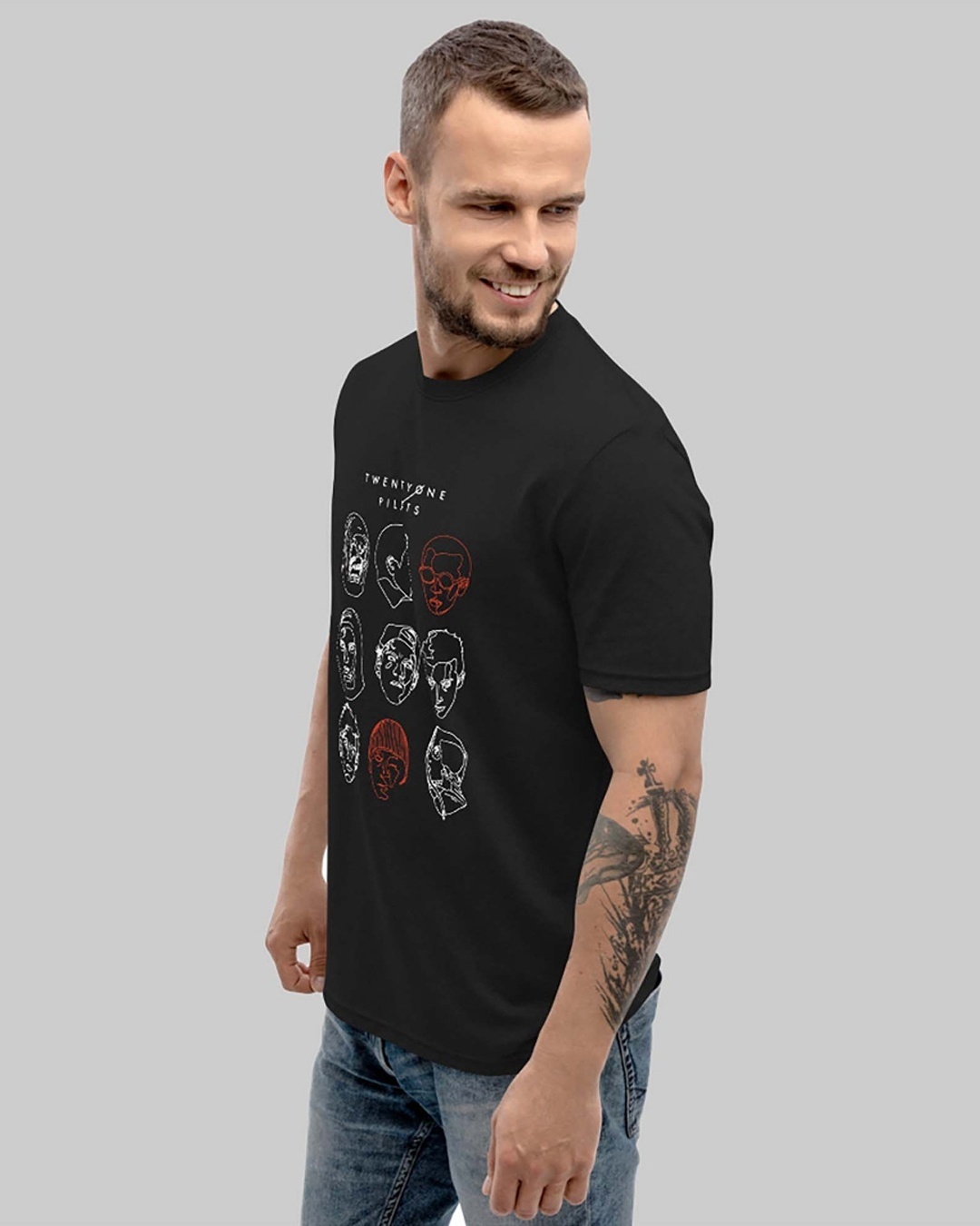 Shop Men's Black Twenty One Pilots Graphic Printed T-shirt-Full