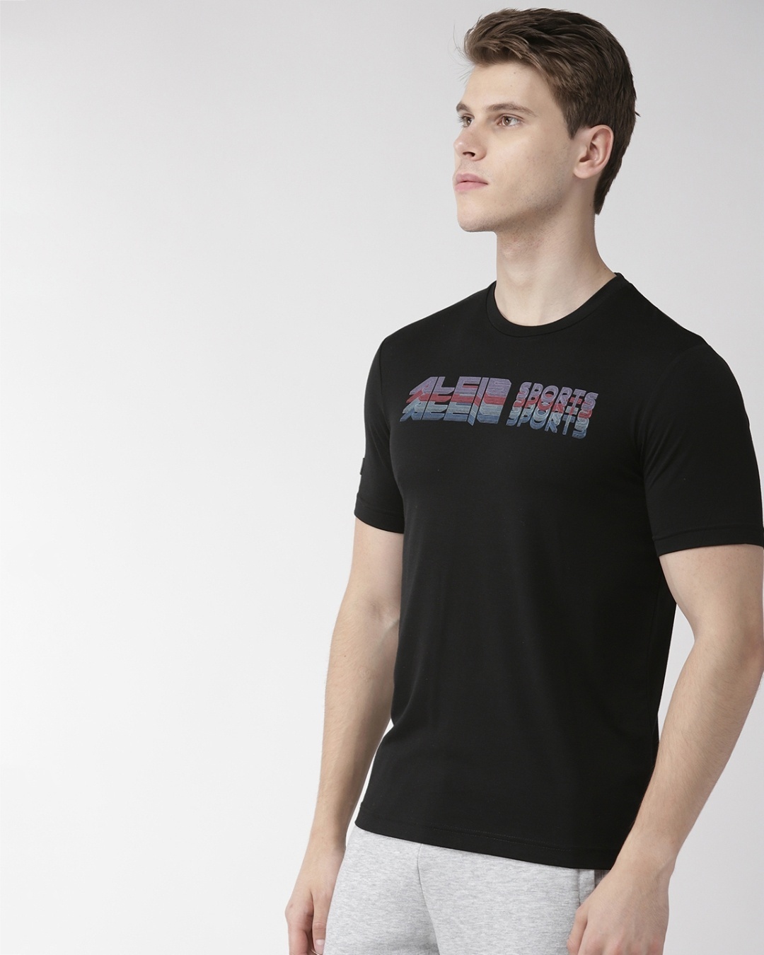 Shop Men's Black Typography Slim Fit T-shirt-Full
