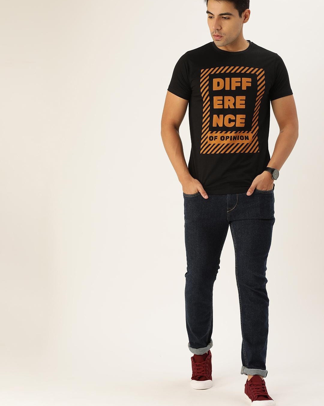 Buy Men's Black Typography Tshirt for Men Black Online at Bewakoof