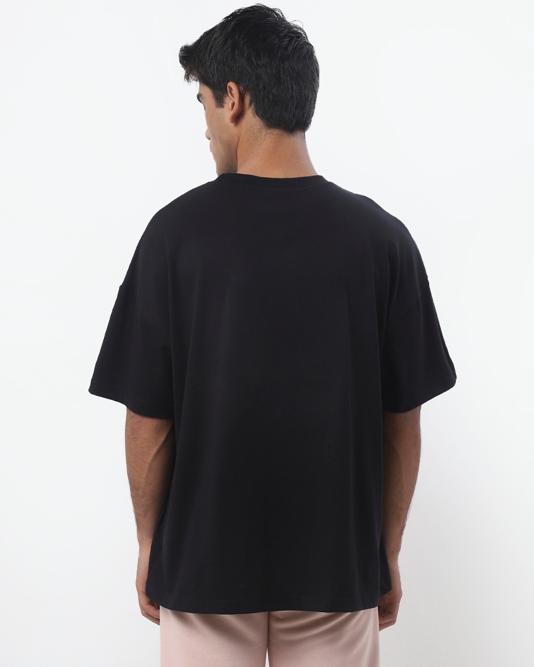 Shop Men's Black Vibes Graphic Printed Oversized T-shirt-Back