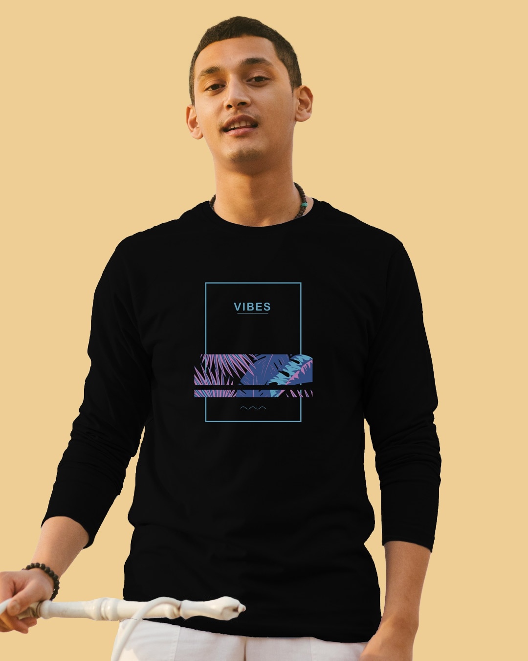 Shop Men's Black Vibes T-shirt-Front