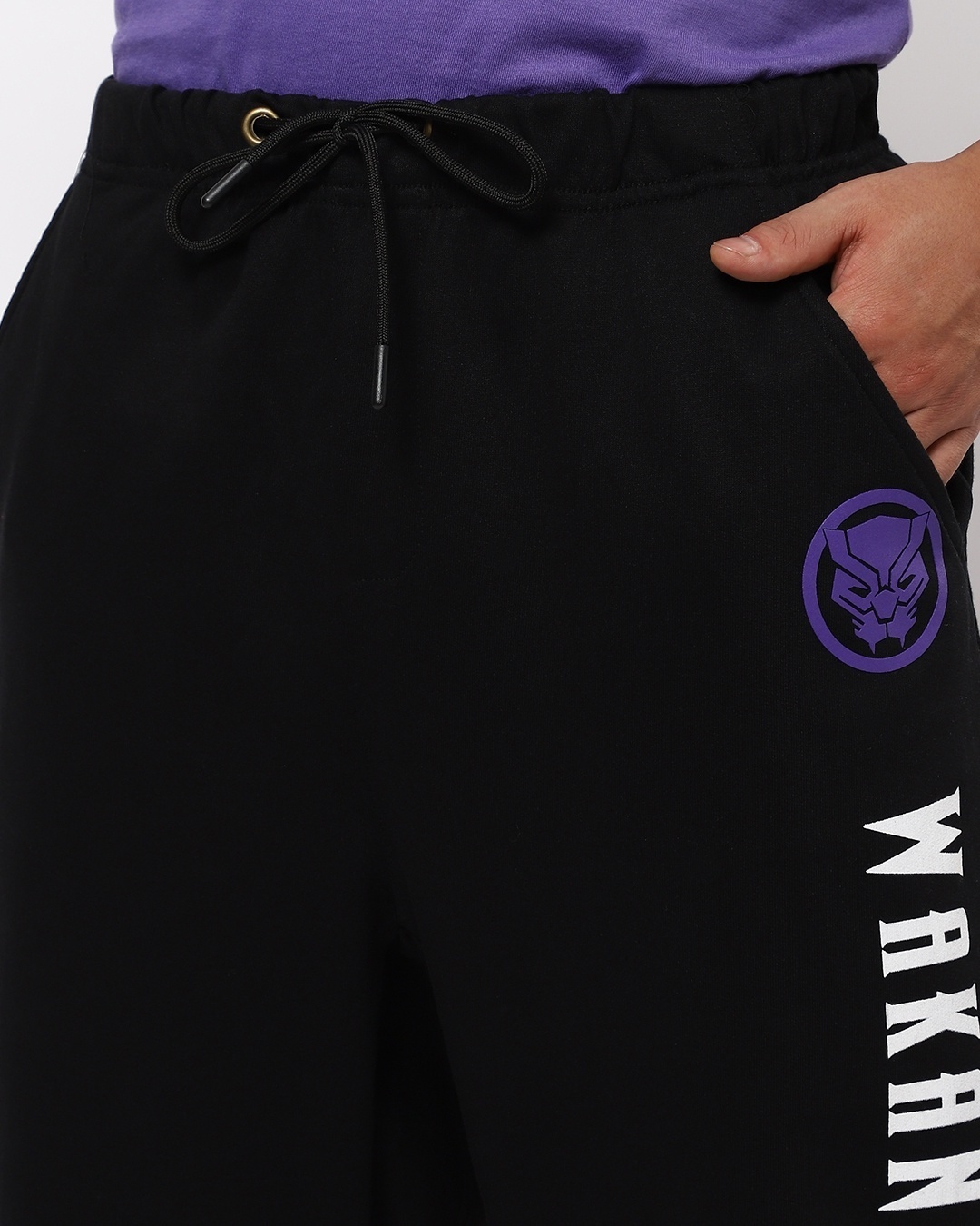Shop Men's Black Wakanda Forever Typography Relaxed Fit Joggers