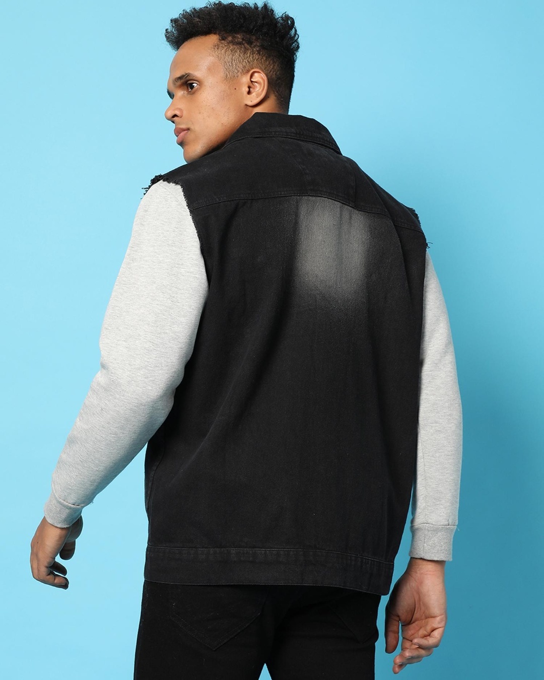 Buy Men's Black Washed Denim Jacket for Men Black Online at Bewakoof