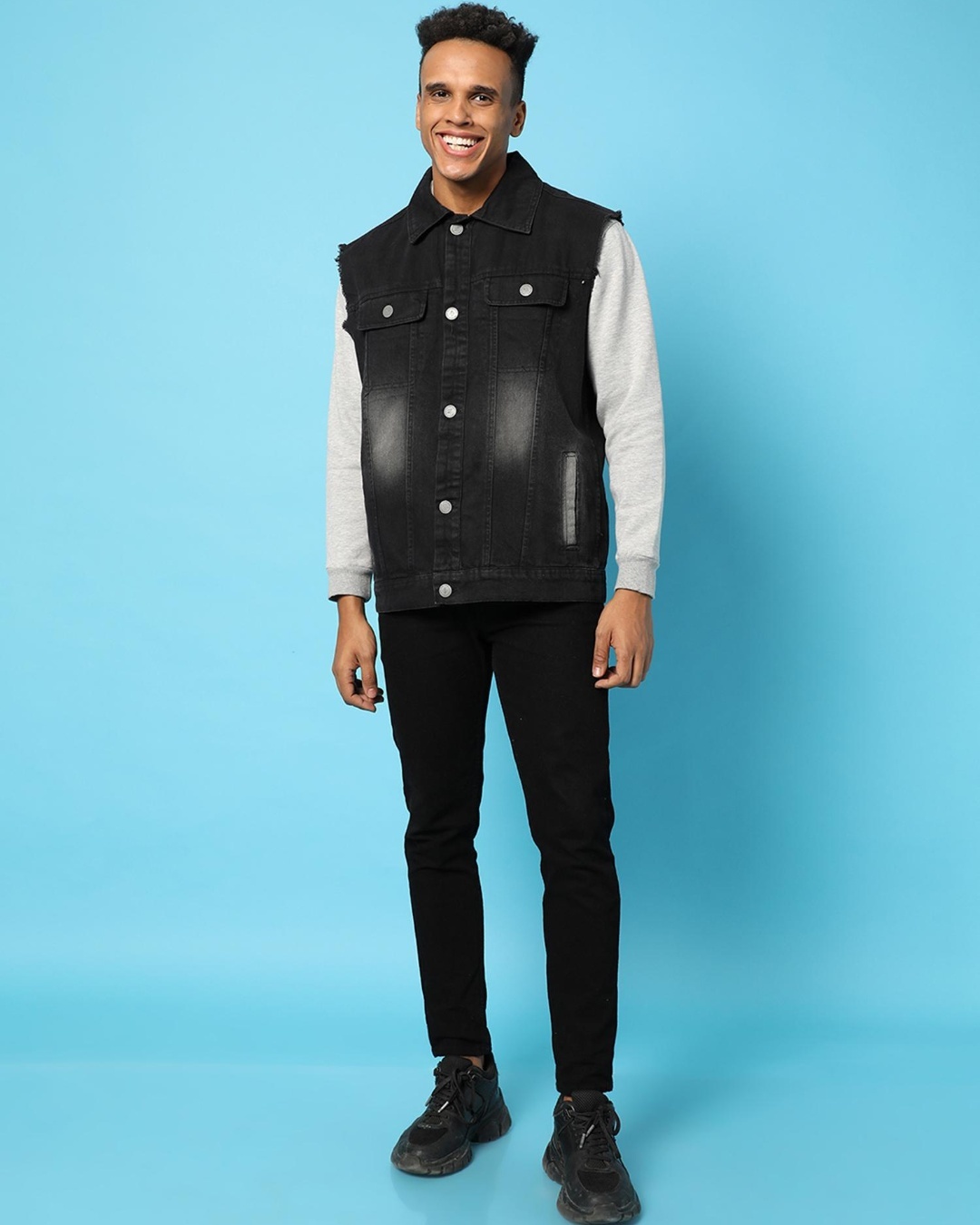 Buy Men's Black Washed Denim Jacket for Men Black Online at Bewakoof