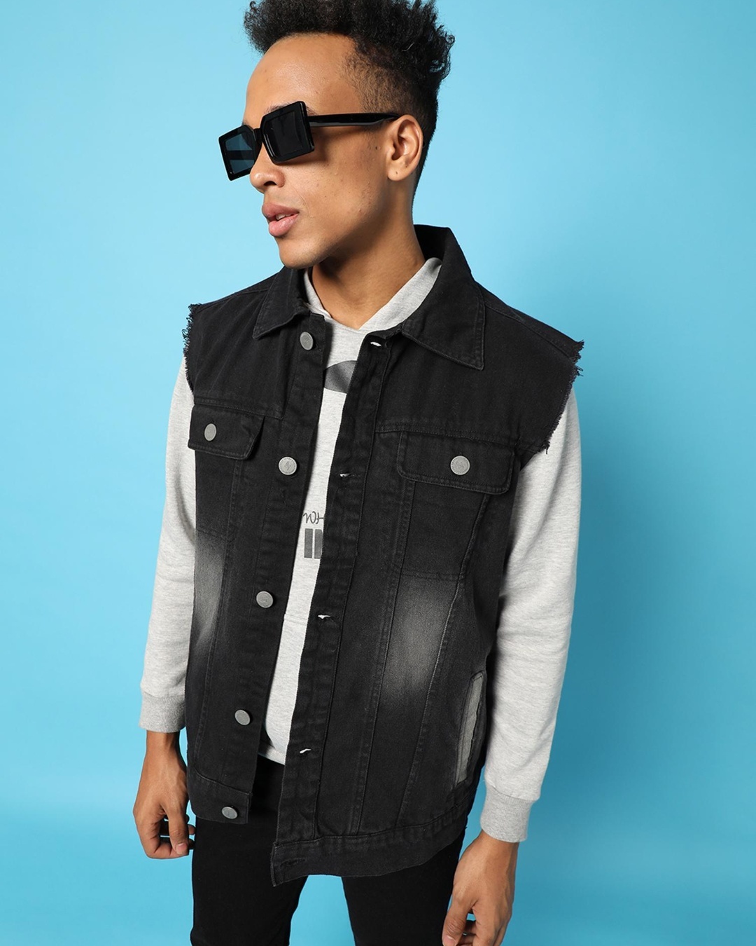 Buy Men's Black Washed Denim Jacket for Men Black Online at Bewakoof