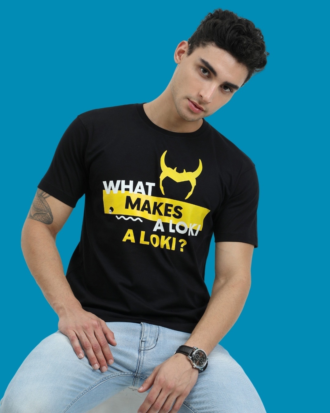 Shop Men's Black What Makes A Loki Typography T-shirt