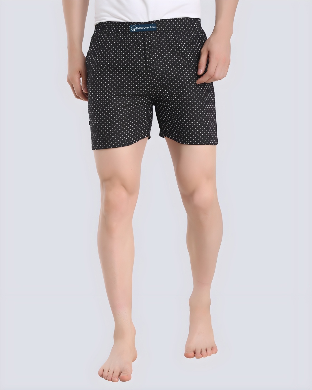 Shop Men's Black & White All Over Printed Cotton Boxers (Pack of 2)-Full