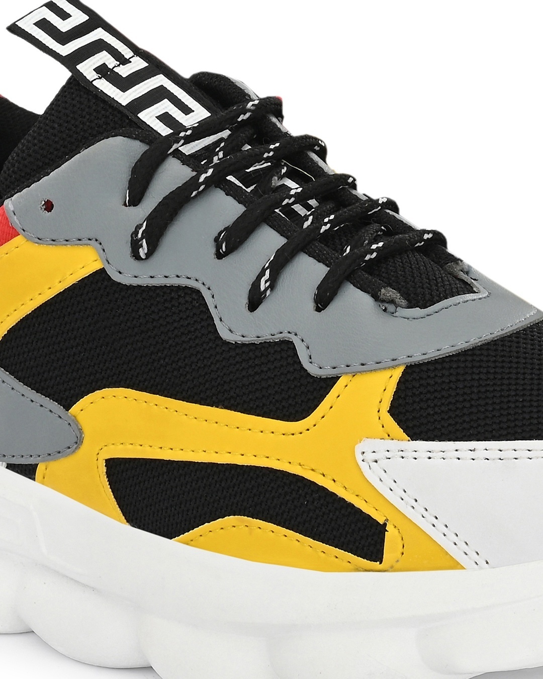 Shop Men's Black & White Color Block Lace-Ups Sneakers