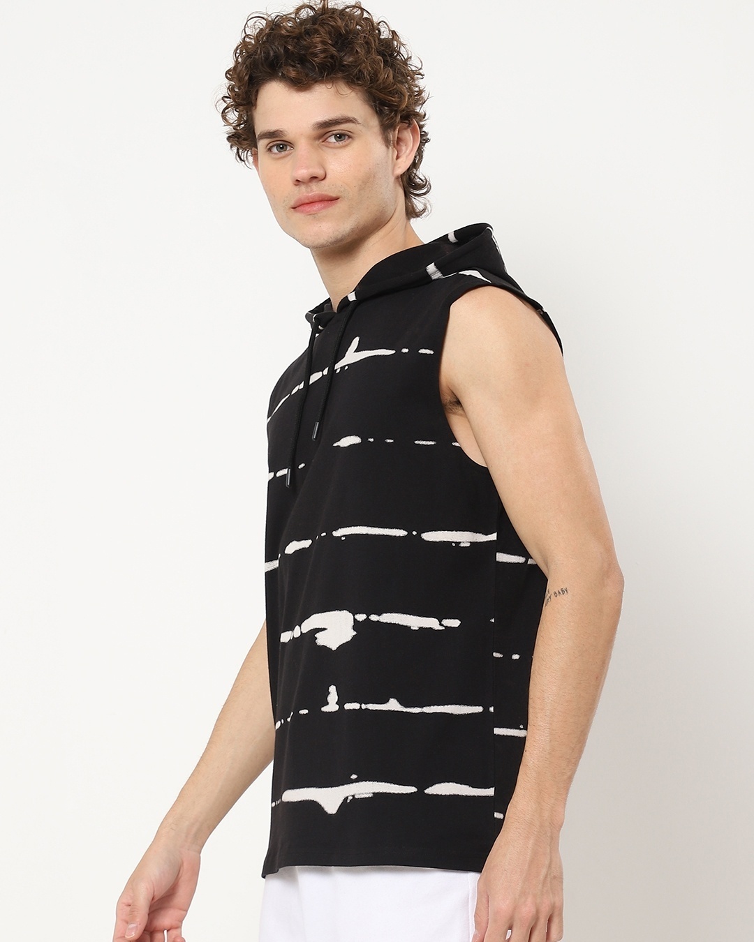Shop Men's Black & White Tie N Dye Hoodie-Design