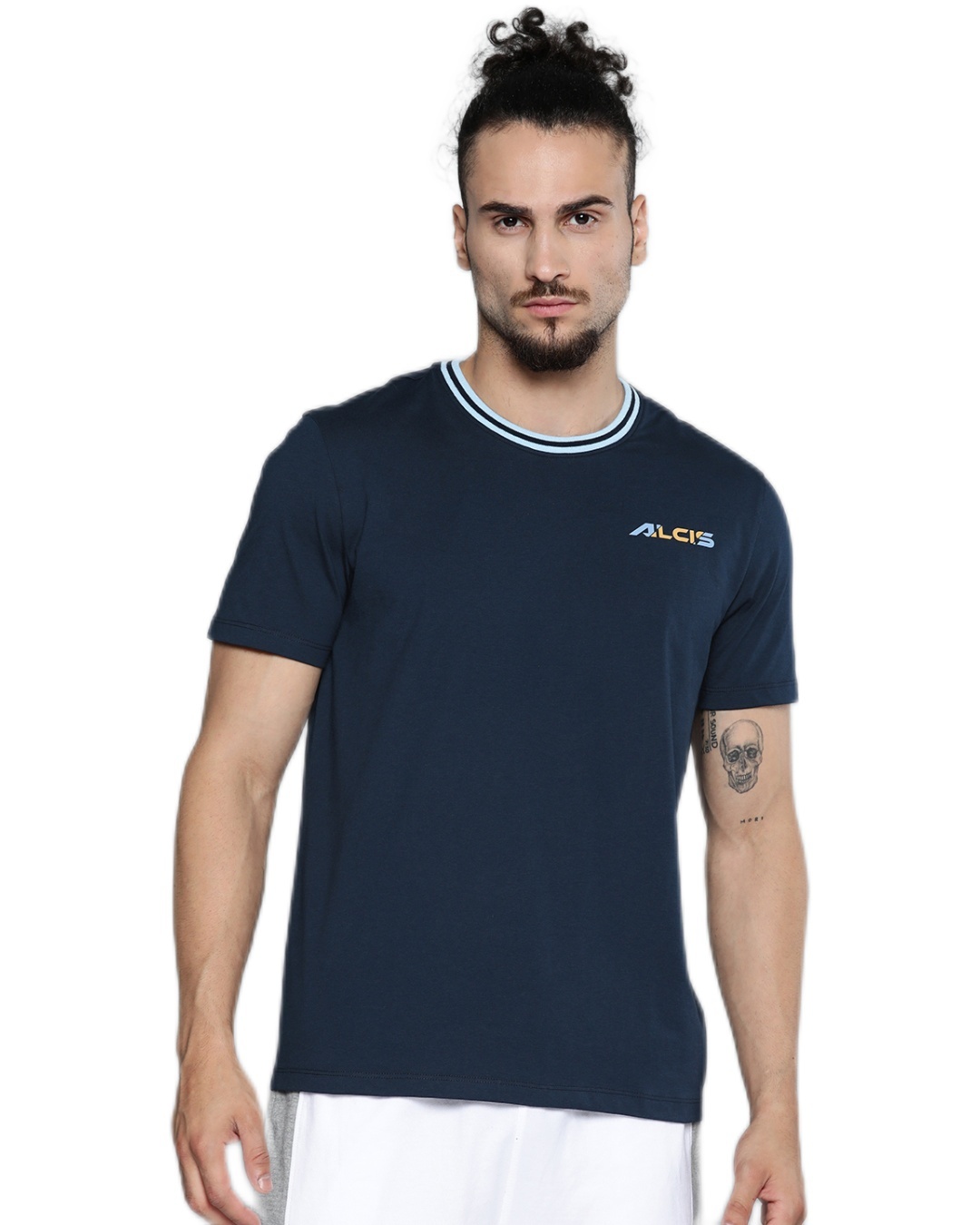 Shop Men's Blue  Typography Slim Fit T Shirt-Front